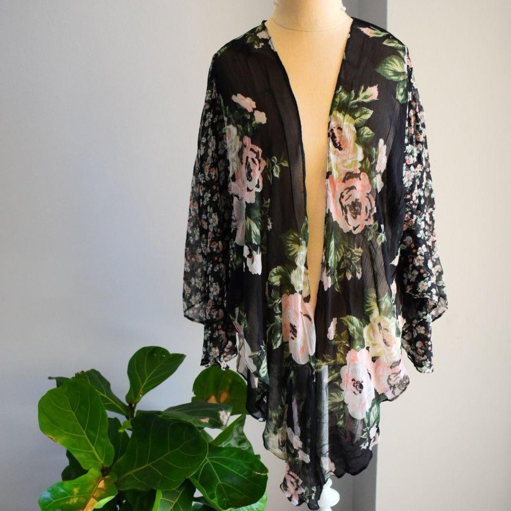 Black Floral Sheer Coverlet